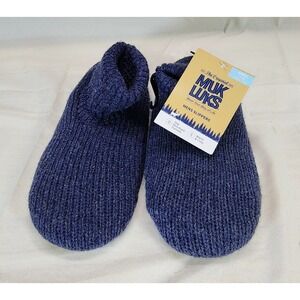 MUK LUKS Morty Ragg Wool Slipper Sock Blue Size S Small(7/8) NWT Warm & Cozy
